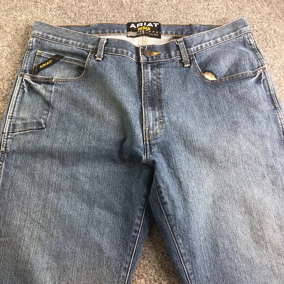 Ariat Jeans Mens 38x36 Blue M4 Bootcut Low Rise Work Pants Stretch - Picture 1 of 10